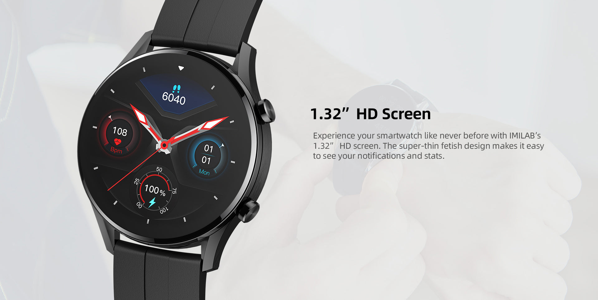 IMILAB W12 Smartwatch Bluetooth Fitness Tracker Heart Rate Waterproof