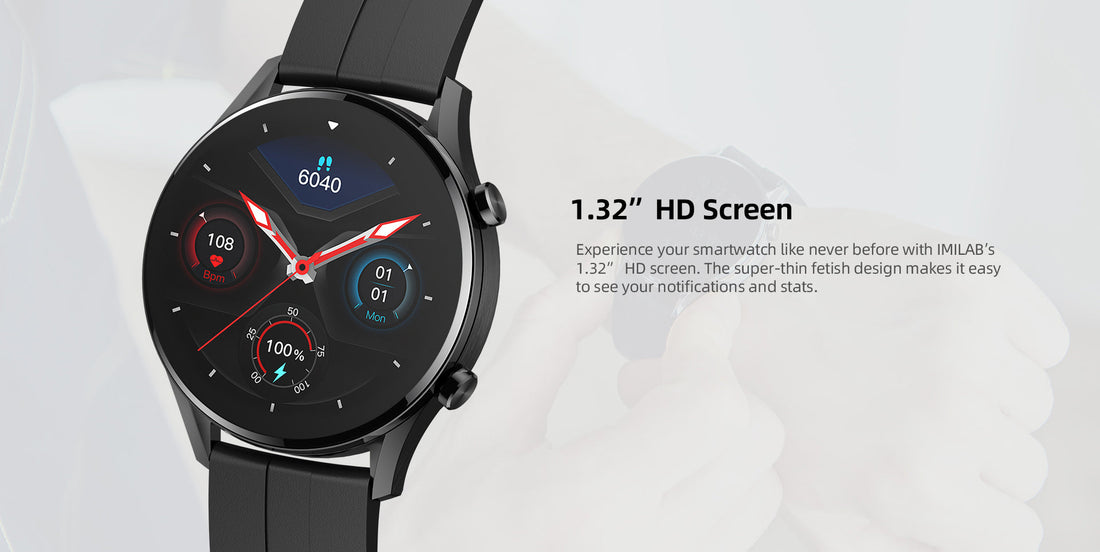 IMILAB W12 Smartwatch Bluetooth Fitness Tracker Heart Rate Waterproof