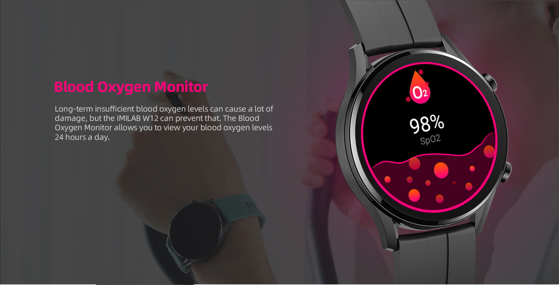 IMILAB W12 Smartwatch Bluetooth Fitness Tracker Heart Rate Waterproof