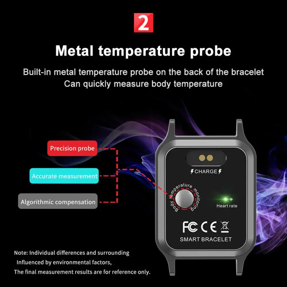 T96 Smartwatch Body Temperature Heart Rate Blood Pressure Tracker