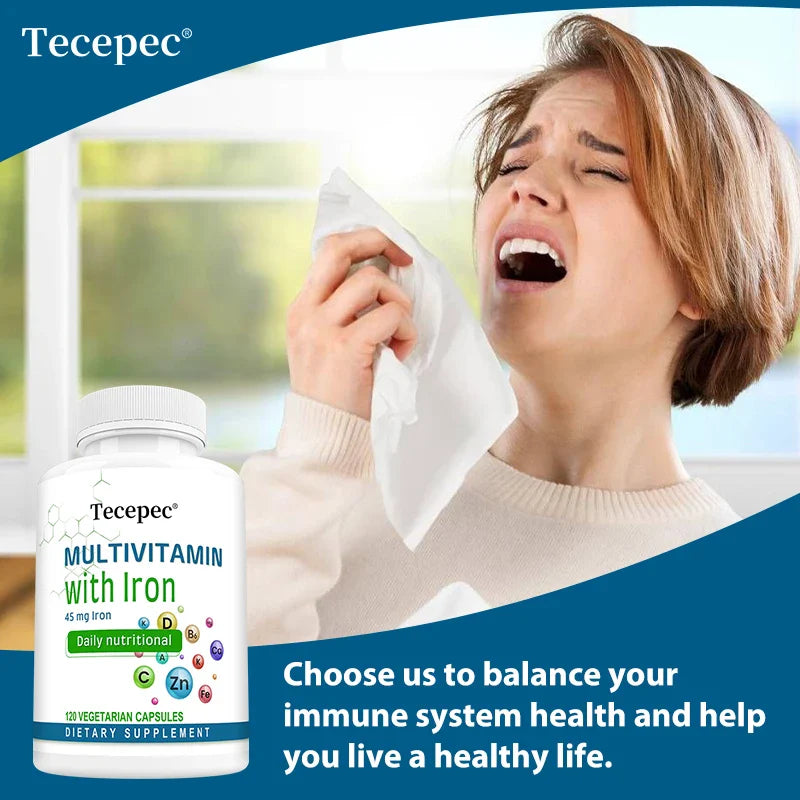 Multivitamin Supplement with Iron Zinc Calcium for Overall Health Support