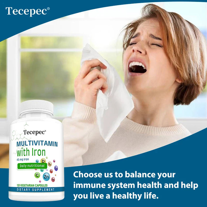 Multivitamin Supplement with Iron Zinc Calcium for Overall Health Support