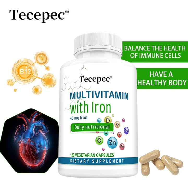 Multivitamin Supplement with Iron Zinc Calcium for Overall Health Support