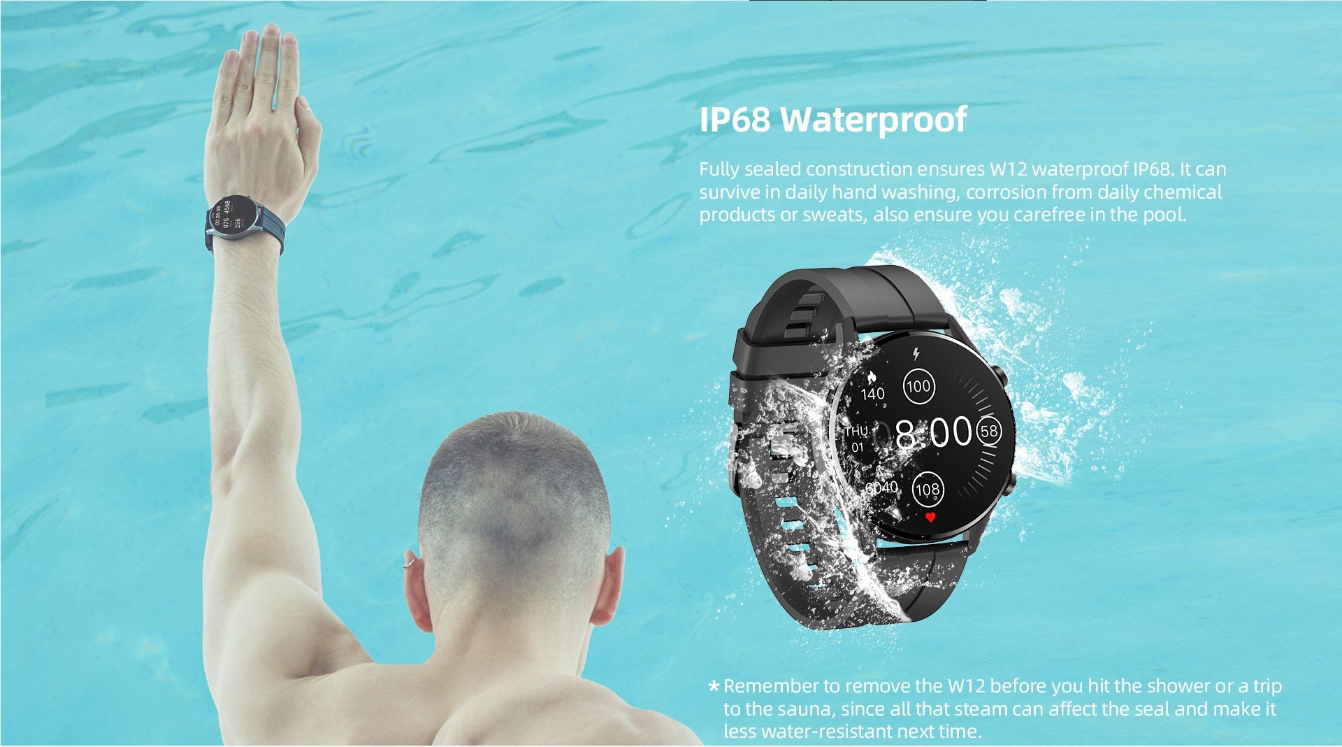 IMILAB W12 Smartwatch Bluetooth Fitness Tracker Heart Rate Waterproof